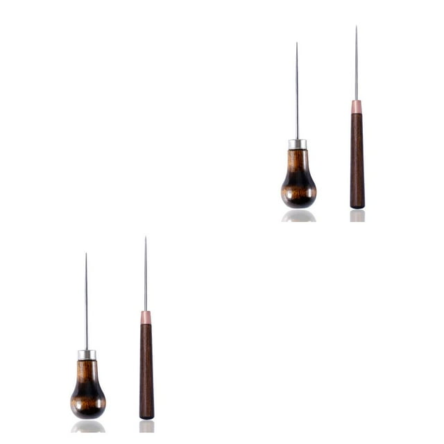 Wosthever Pack of 2 Awls Leathercraft Alloy Craft Sewing Manual Wood Handle Positioning Stitching Hole Maker Punching Tools Home uno 2Conjunto