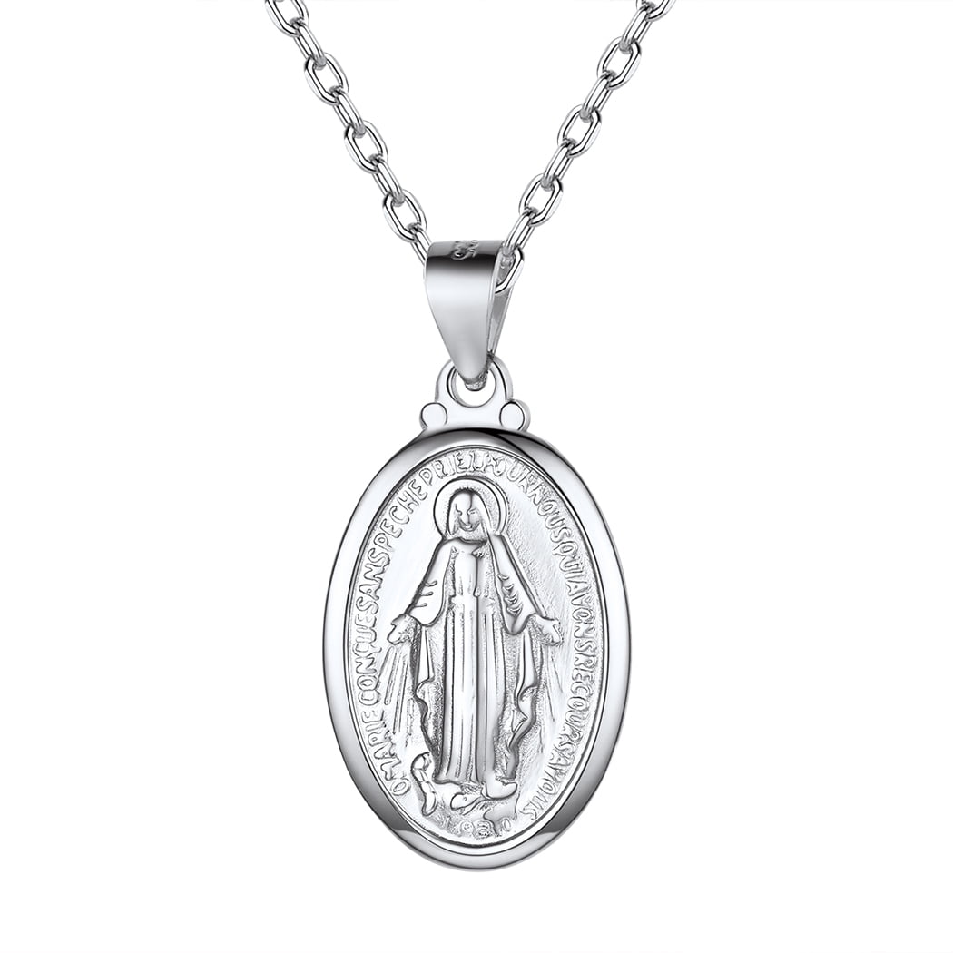 Suplight 925 Stelring Silver Virgin Mary Necklace Christian Jewelry
