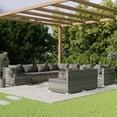 thumbnail image 1 of vidaXL 9 Piece Garden Lounge Set with Cushions Grey Poly Rattan, 1 of 4