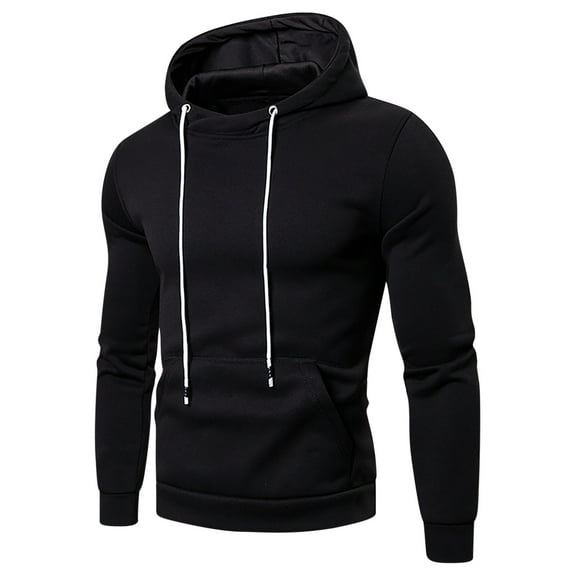 Mens Hoodies Pullover with Front Pocket Drawstring Long Sleeve Sweatshirts Casual Solid Color Basic Comfort Regular Hooded Sweatshirt