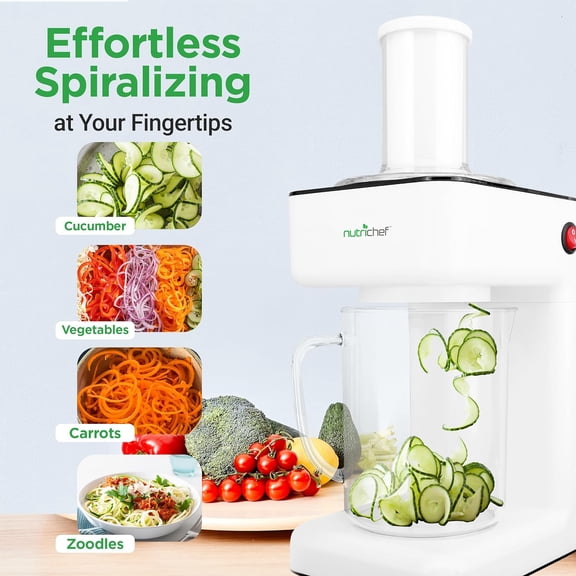 3-in-1 Electric Food Spiralizer - Fruit & Vegetable Spiral Slicer Peeler with (3) Changeable Blades