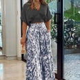 thumbnail image 3 of Spring women's clothing shirt top set V-neck printed wide-leg pants fashion set, 3 of 7