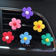 6 Pieces Daisy Flower Air Vent Clip Cute Car Air Freshener Clip Boho Car Diffuser Vent Clip Colorful Car Air Outlet Decorations Charm Car Inter Decor Accessories for Girls Women