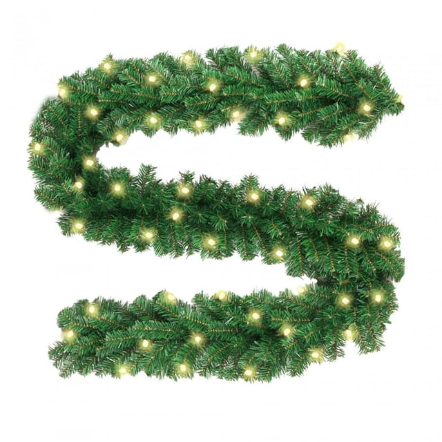 Guirnalda festiva de follaje artificial con luces LED, adorno navideño para el hogar, 220 ramas de 3m iluminadas. 220 rama 3m led