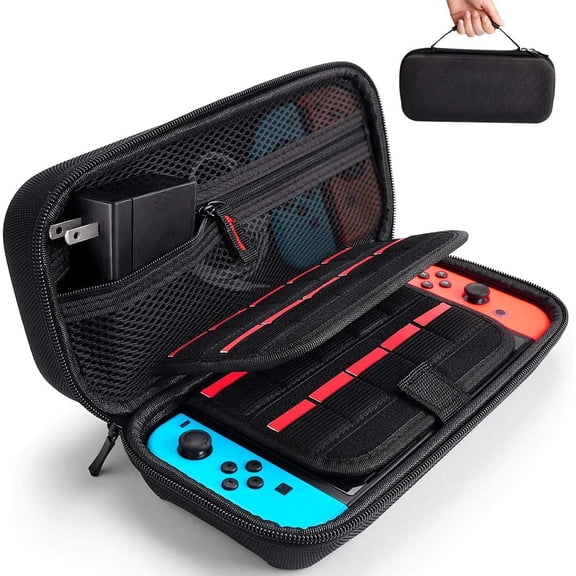 Negro - Estuche de transporte de 1 pieza para Nintendo Switch/OLED Switch (consola no incluida) - compatible con adaptador de corriente - carcasa rígida a prueba de golpes