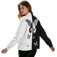 thumbnail image 3 of SCRAWLGOD Butterfly Print White Black Jackets for Women Fall Fashion Coats Crew Neck Trendy Comfortable Sweatshirts Lightweight Zip Up Jackets Dressy Casual, XXL, 3 of 7
