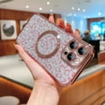 thumbnail image 3 of for iPhone 16 Glitter Magnetic Case, Compatible with Mag-Safe, Leopard Pattern Sparkle Paper Plating Bumper Clear Phone Cover Shockproof Non-Yellowing Case for iPhone 16, Pink, 3 of 11