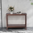 thumbnail image 3 of 42" Acacia Wood Console Table - Indoor/Outdoor Entryway Table with 2 Storage Shelves, Weather-Resistant Brown Slatted Design, 3 of 11