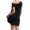 thumbnail image 3 of Vestido Mini de Punto Elástico con Hombros Descubiertos y Mangas para Mujer, Vestido Holgado para Vacaciones, Atuendo Liso. Negro S, 3 of 7