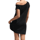 thumbnail image 3 of Vestido Mini de Punto Elástico con Hombros Descubiertos y Mangas para Mujer, Vestido Holgado para Vacaciones, Atuendo Liso. Negro S, 3 of 7
