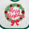 thumbnail image 4 of Inktastic Merry Christmas Wreath with Red Bow and Ornaments Boys or Girls Baby Bib, 4 of 4