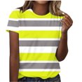 thumbnail image 2 of T-shirt Imprimé Décontracté pour Femme, Manches Courtes, Col Rond, Motif à Rayures, Haut d'Été Confortable et Stylé, Blouse Polyvalente pour le Quotidien, Chemise Décontractée et Tendance pour Femme, 2 of 4