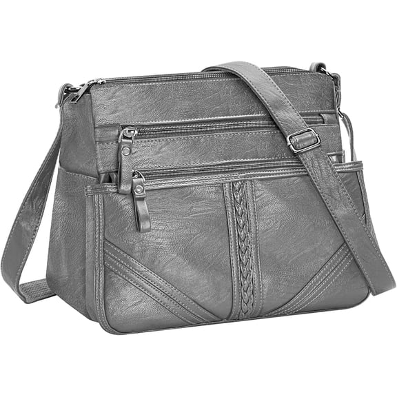 Crossbody Bags For Women Pocketbooks Soft PU Leather Purses and Handbags Multi Pocket Shoulder Bag