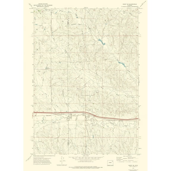 Topographical Map - Rozet Wyoming Quad - USGS 1971 - 23 x 31.70 - Vintage Wall Art