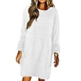 thumbnail image 1 of UKAP Women Casual Round Neck Long Sleeve Slouchy Oversized Fleece Fluffy Tunic Sweaters Pullover, 1 of 2