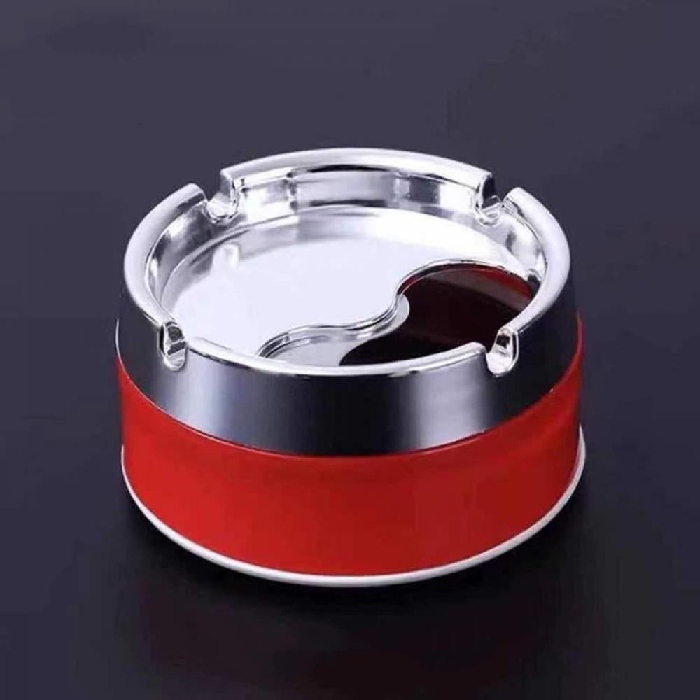 Rocorose Ashtray Stainless Steel Cigar Ashtray Non-Slip Grey Wind Ashtray with Lid for Outdoor Use