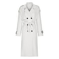 thumbnail image 4 of Hfyihgf Women's Double Breasted Long Trench Coat Windproof Classic Notch Lapel Slim Overcoat with Belt(White,XXL), 4 of 6