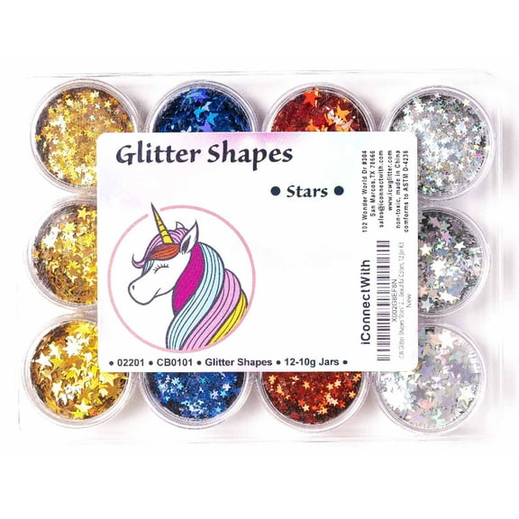 iConnectWith Glitter - Multi-Color Star Shapes Glitter Kit