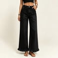 thumbnail image 4 of Womens Ruffle Wide Leg Jeans Cropped High Waisted Baggy Trendy Denim Pants with Pockets Stretch Jean, 4 of 9
