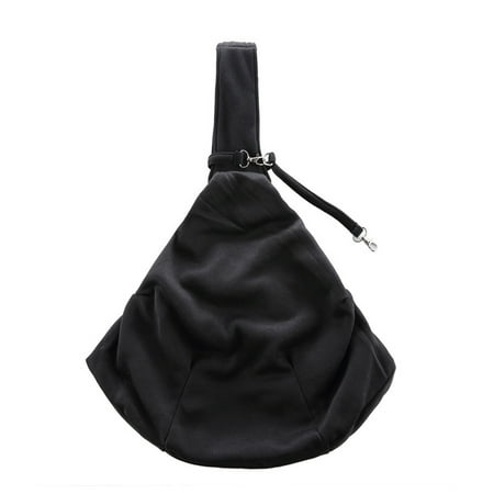 Small Dog Sling Cat Carrier Adjustable Strap Hands Free Pet Puppy Travel Bag Backpack - black