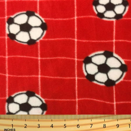 Fleece Polyester SHASON TEXTILE (2 Yards cut) POLAR FLEECE FABRIC 100% POLYESTER ANTI-PILL, New Soccer Ball in The Net, Available in Multiple Colors ()