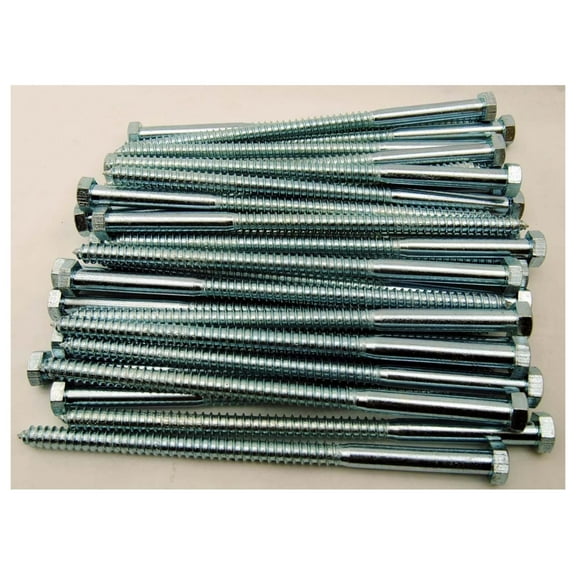(25) Hex Head 1/2 x 10" Lag Bolts Zinc Plate Wood Screws