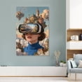 thumbnail image 4 of VR Fantasy Floating Retro City Train Scene Printed Canvas Wall Art (Hidden Wooden Frame) - Cyber Fantasy Decor for Living Room, Study & Gaming Area, 4 of 8
