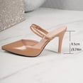thumbnail image 6 of hoksml Pointed Toe Mule Heels for Women, Double Strap Rhinestone Stiletto Slip On High Heel Dress Sandals, 6 of 9
