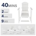 thumbnail image 5 of WINSOON Tall Adirondack Chair Set of 2 with Connecting Tray,Outdoor Bar Stools-White, 5 of 7
