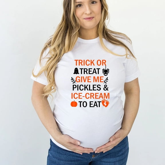 Women's Trick or Treat Pickles and Ice Cream Halloween T-Shirt