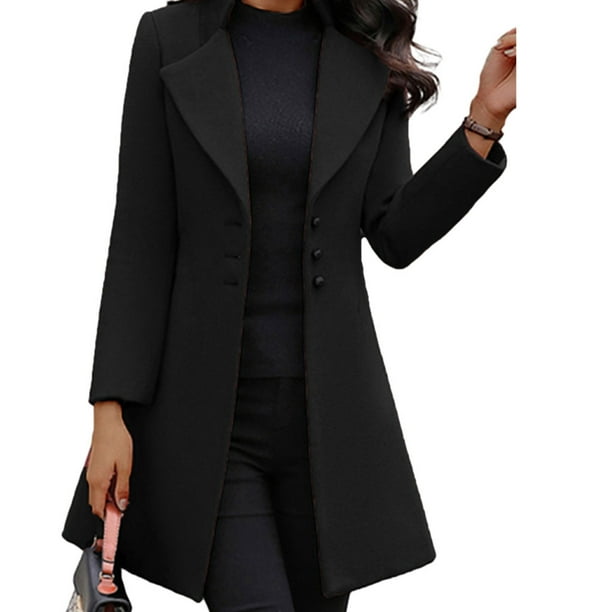 Minnieouse Manténgase cómodo y elegante con un abrigo de invierno para mujer imprescindible para la temporada Otoño Invierno Abrigos de mujer Abrigos y chamarras negro S