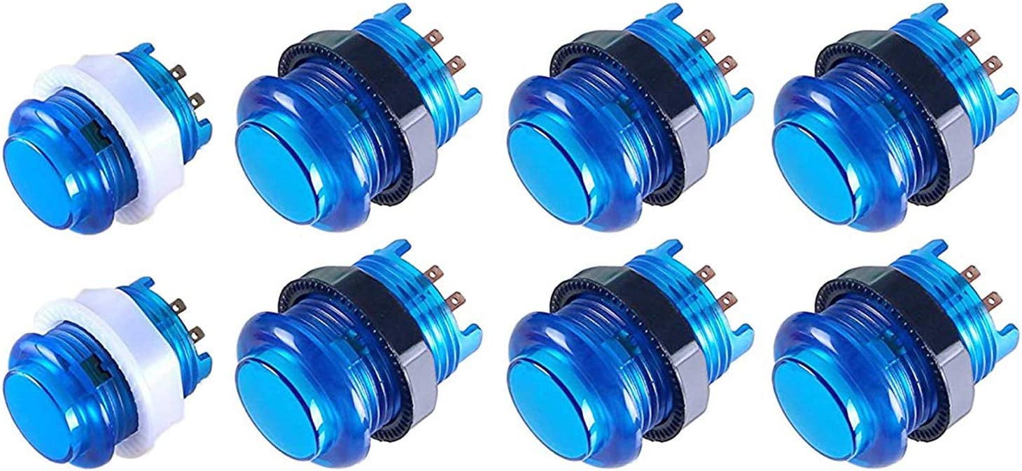 Arcity 6-Pack 28mm Arcade LED Push Buttons (Blue) - Illuminated With Microswitch, 5V, For DIY Arcade Machines