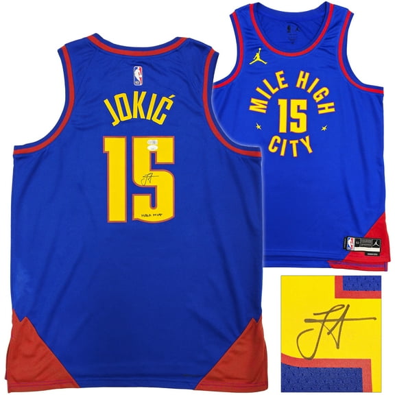 Denver Nuggets Nikola Jokic Autographed Blue Nike Statement Edition Jersey Size 52 "NBA MVP" JSA 235475