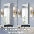 thumbnail image 3 of ANGELES HOME 16" x 36" Mirror Medicine Cabinet, Wall Mounted Medicine Cabinet with Tempered Mirror, Anodized Chrome Aluminum Frame, Mirror Cabinet with 3 Adjustable Shelves, Right Open Door, 3 of 11