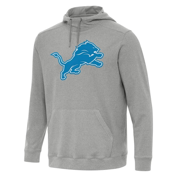 Men's Antigua Heather Gray Detroit Lions Cloud Pullover Hoodie