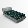 thumbnail image 2 of Ambesonne Leaves Greenery Fitted Sheet, Leafy Night Jungle, Twin Size, Teal Cadet Blue Peach, 2 of 5