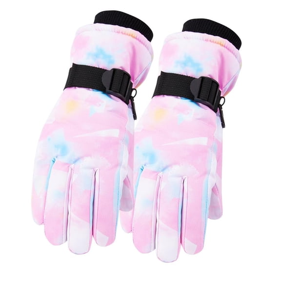 THDHVS Boys Girls Ski Gloves Fall Winter Toddler Outdoor Windproof Fleece Warm Star Print Cycling Gloves