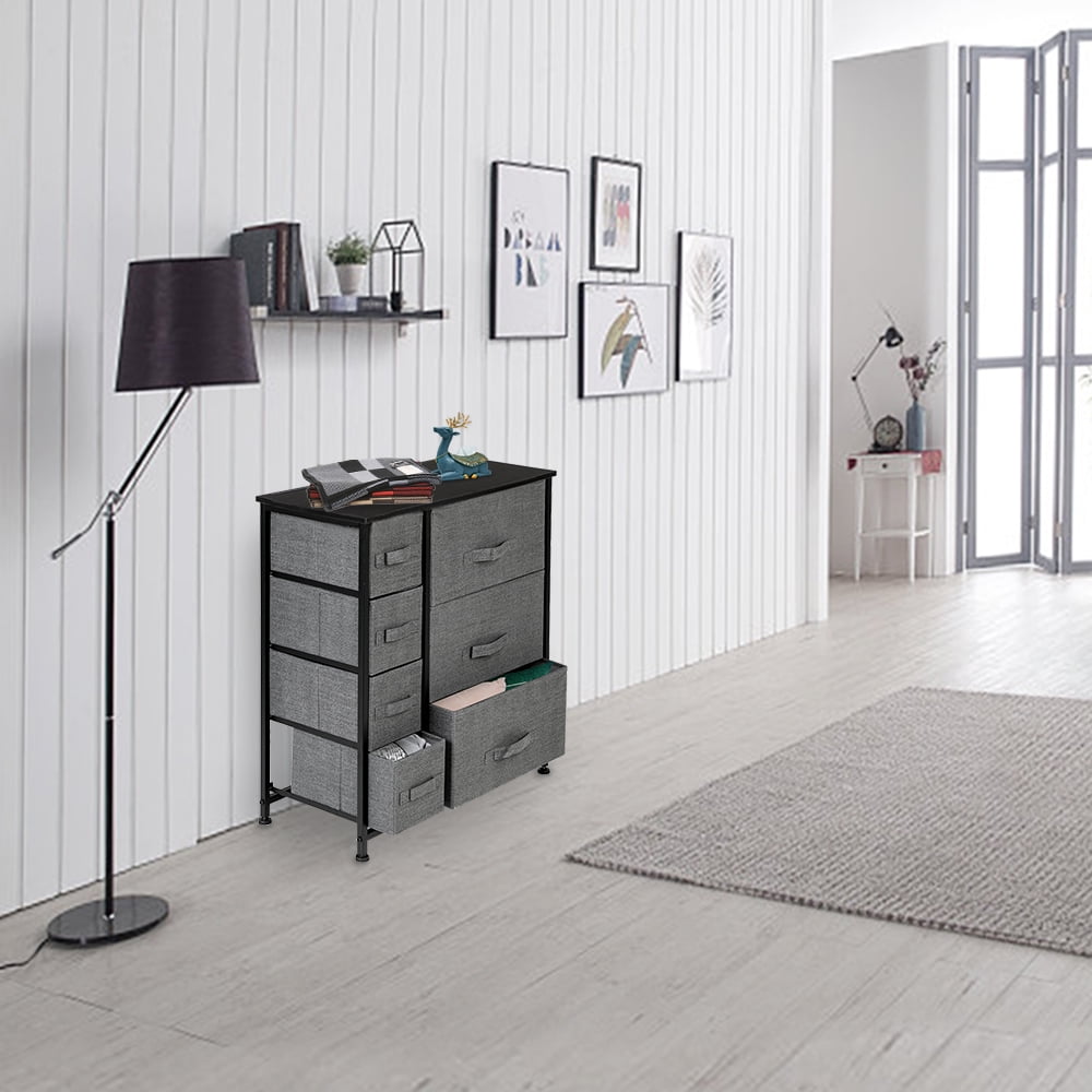 Lowestbest Drawer Dresser, Dresser Drawer Organizer 7 Drawers, End Table Storage Cabinet, Easy Pull Fabric Bins, Wooden Side Table for Bedroom, Hallway, Entryway Furniture, Gray Lowestbest Drawer Dresser, Dresser Drawer Organizer 7 Drawers, End Table Storage Cabinet, Easy Pull Fabric Bins, Wooden Side Table for Bedroom, Hallway, Entryway Furniture, Gray