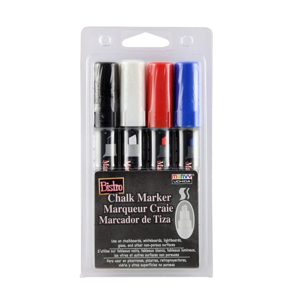 Marvy Uchida Bistro Chalk Marker Set with Chisel Tip for Non-Porous Surfaces
