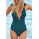 thumbnail image 1 of Traje de baño de una pieza para mujer con volantes y escote en V profundo con tiras Trajes de baño, 1 of 6