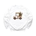thumbnail image 5 of Ink-Printed Image NOT a Yarn Patch - Christmas Golf Cart Sweatshirt for Women Festive Sweater White Sweatshirt Adult Small, 5 of 5
