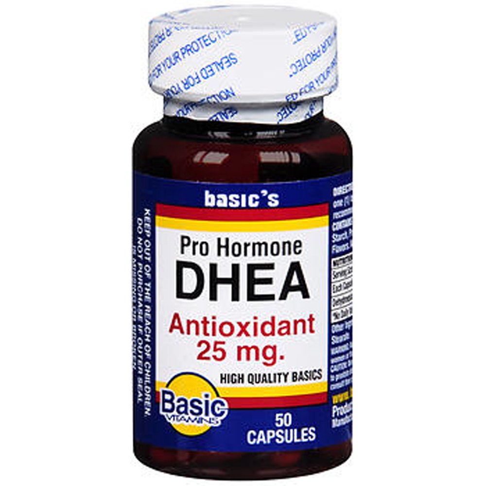 Basic Vitamins DHEA Antioxidant Capsules, 25 mg, 50 Count