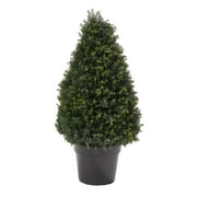 Pure Garden Artificial Cypress Topiary- Tower Style Faux Plant in Sturdy Pot - Potted Shrub 37