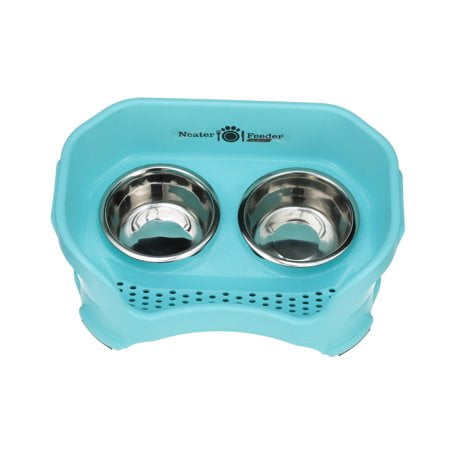 Neater Pets Neater Feeder Deluxe Mess-Proof Elevated Food & Water Bowls for Small Dogs, Aquamarine