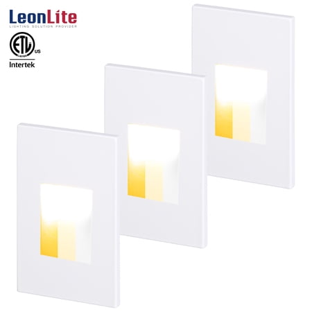 LEONLITE 3 Pack 3CCT LED Step Lights  120V Dimmable Stair Lights Indoor Outdoor Ultra Bright  Aluminum  3K/4K/5K Selectable for Modern Patio Deck Steps  White