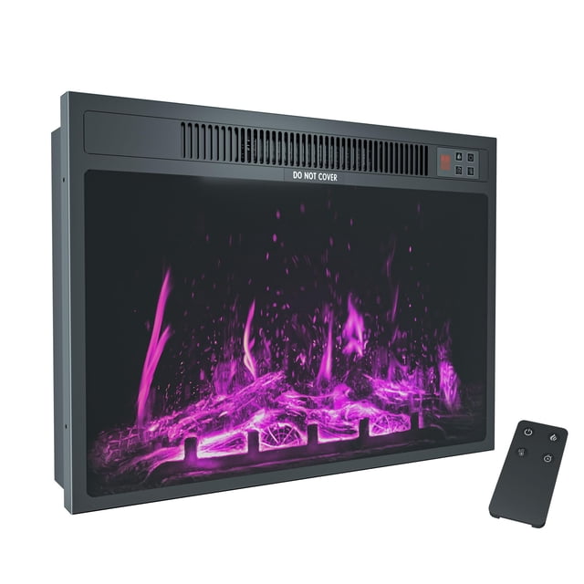 24'' Electric Fireplace Insert,Fireplace Heater with Remote Control & Timer,750/1500W,3D Adjustable Flame