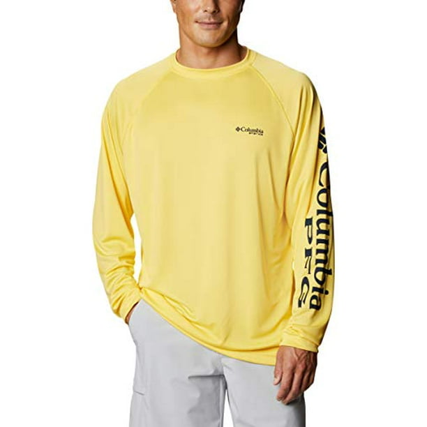 Columbia Mens Pfg Terminal Tackle Long Sleeve Shirt Sun Protection Sun Glow Collegiate Navy Logo 2x Big Walmart Com