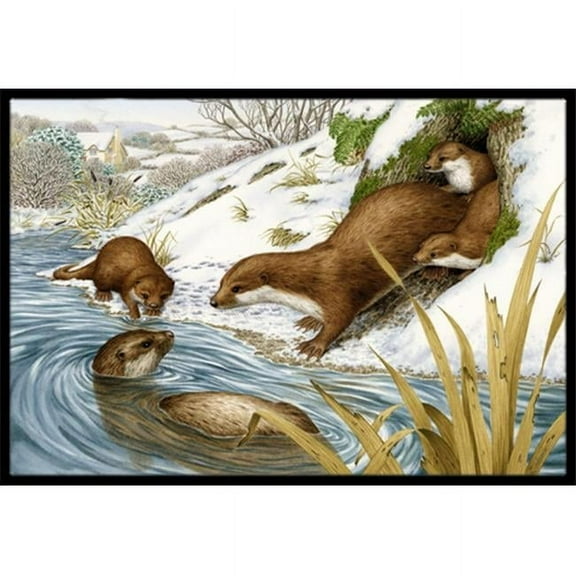 Carolines Treasures ASA2186MAT Playtime Otters Door Mat Indoor Rug or Outdoor Welcome Mat 18x27 Doormat  27"L x 18"W