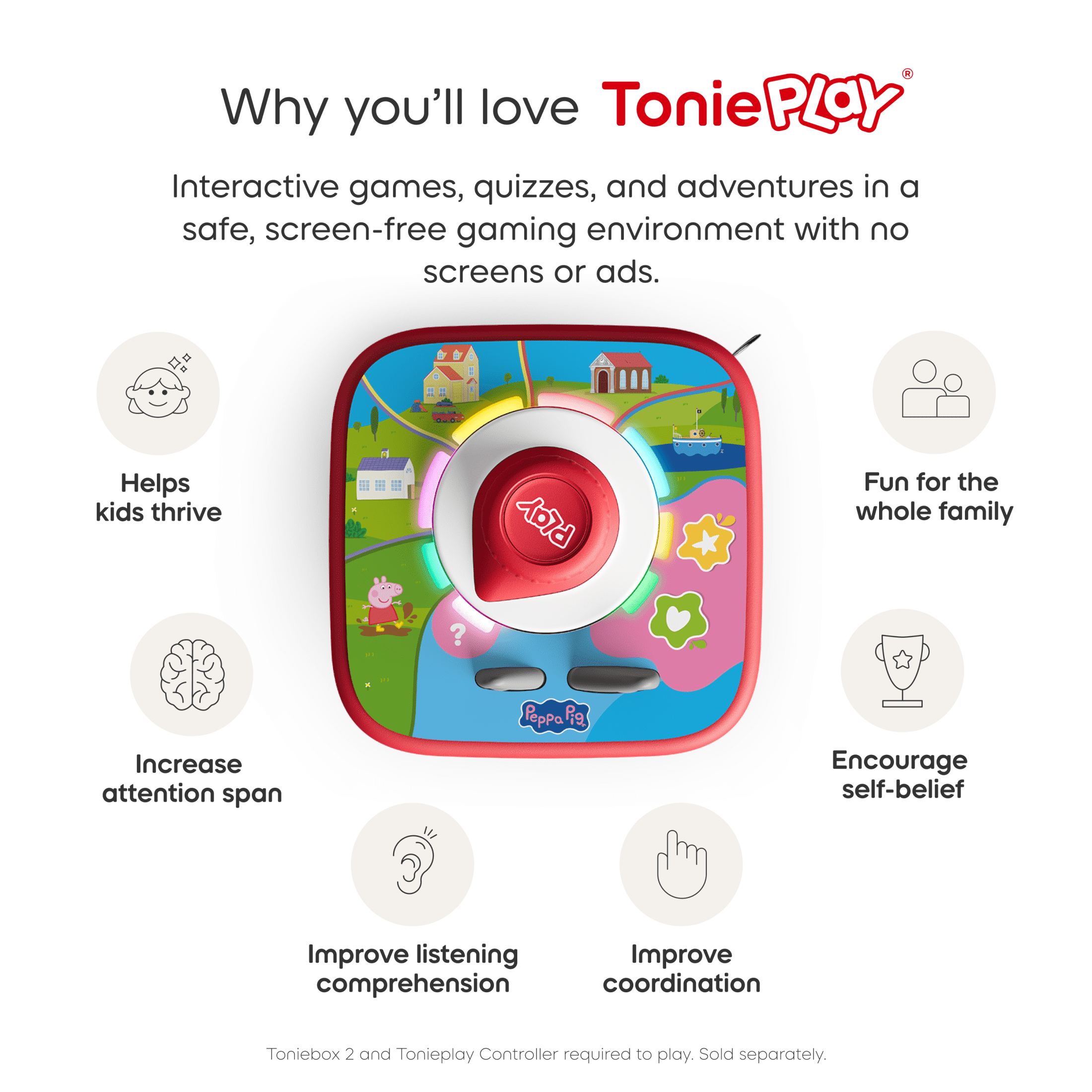 tonies Peppa Pig: Playdate with Peppa Tonieplay Game, Requires Toniebox 2 and Controller, Age Group 3+
