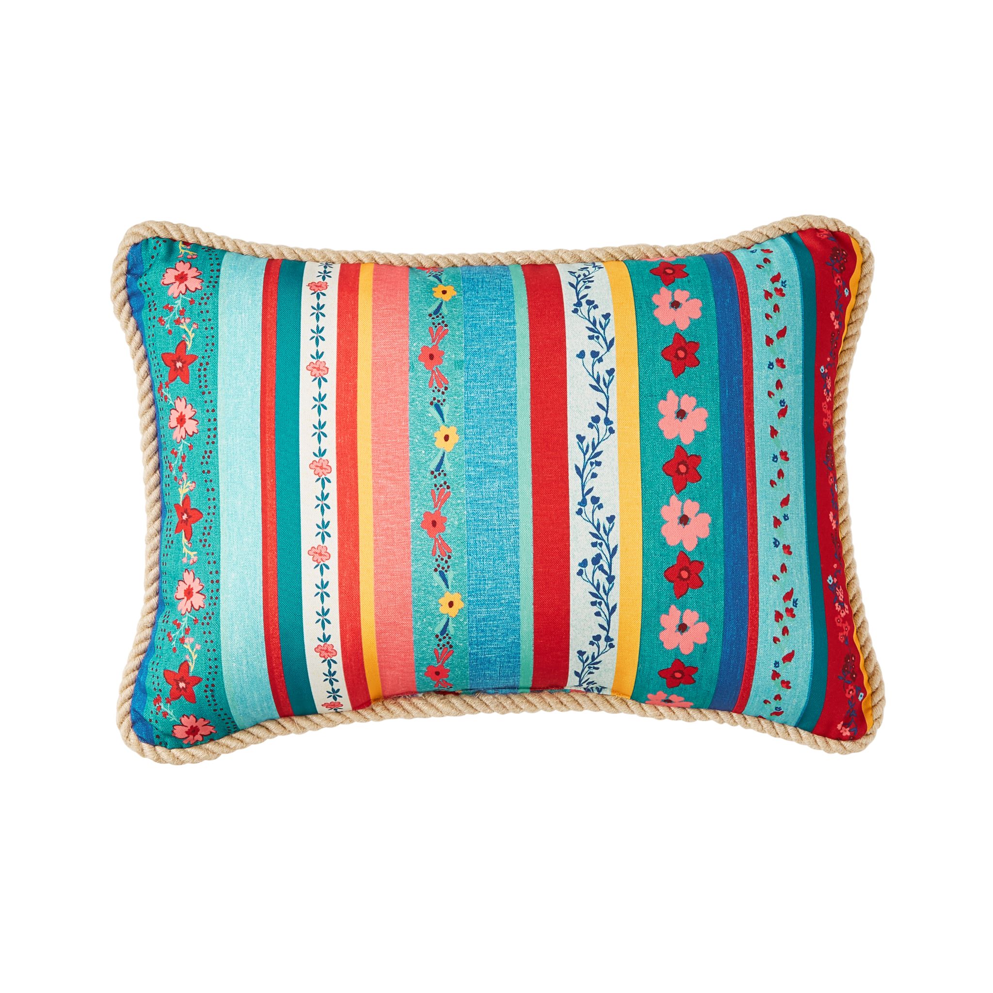 The Pioneer Woman Floral Stripe Outdoor Pillow, 14" x 20", Multicolor - image 6 of 8